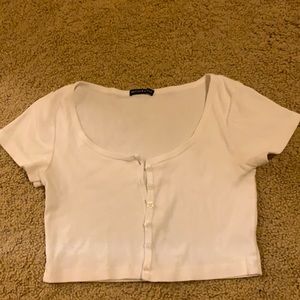 White button up crop top